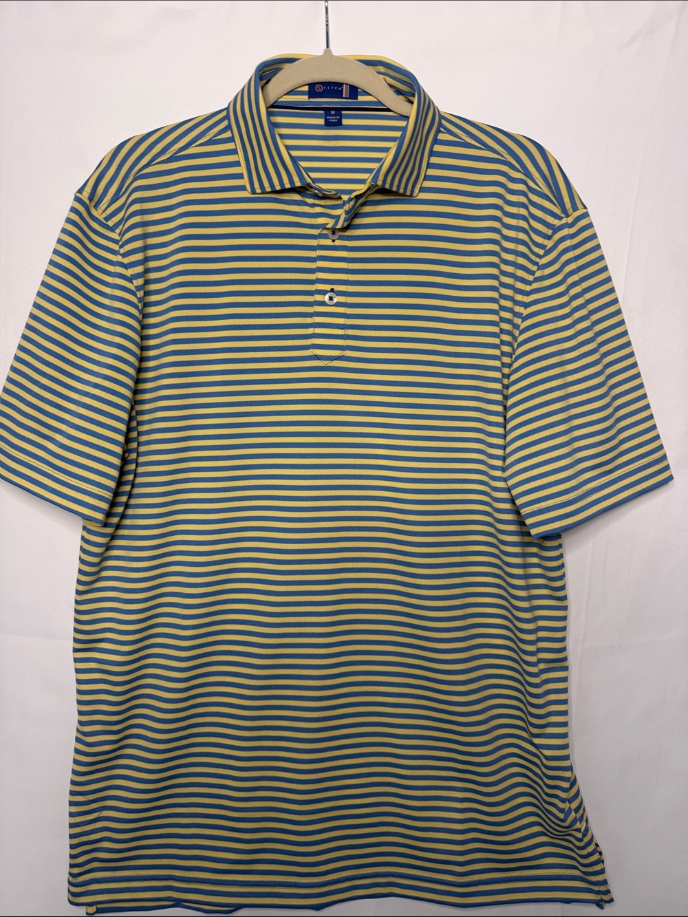 Stitch Men’s Striped Polo Shirt in Yellow and Blue